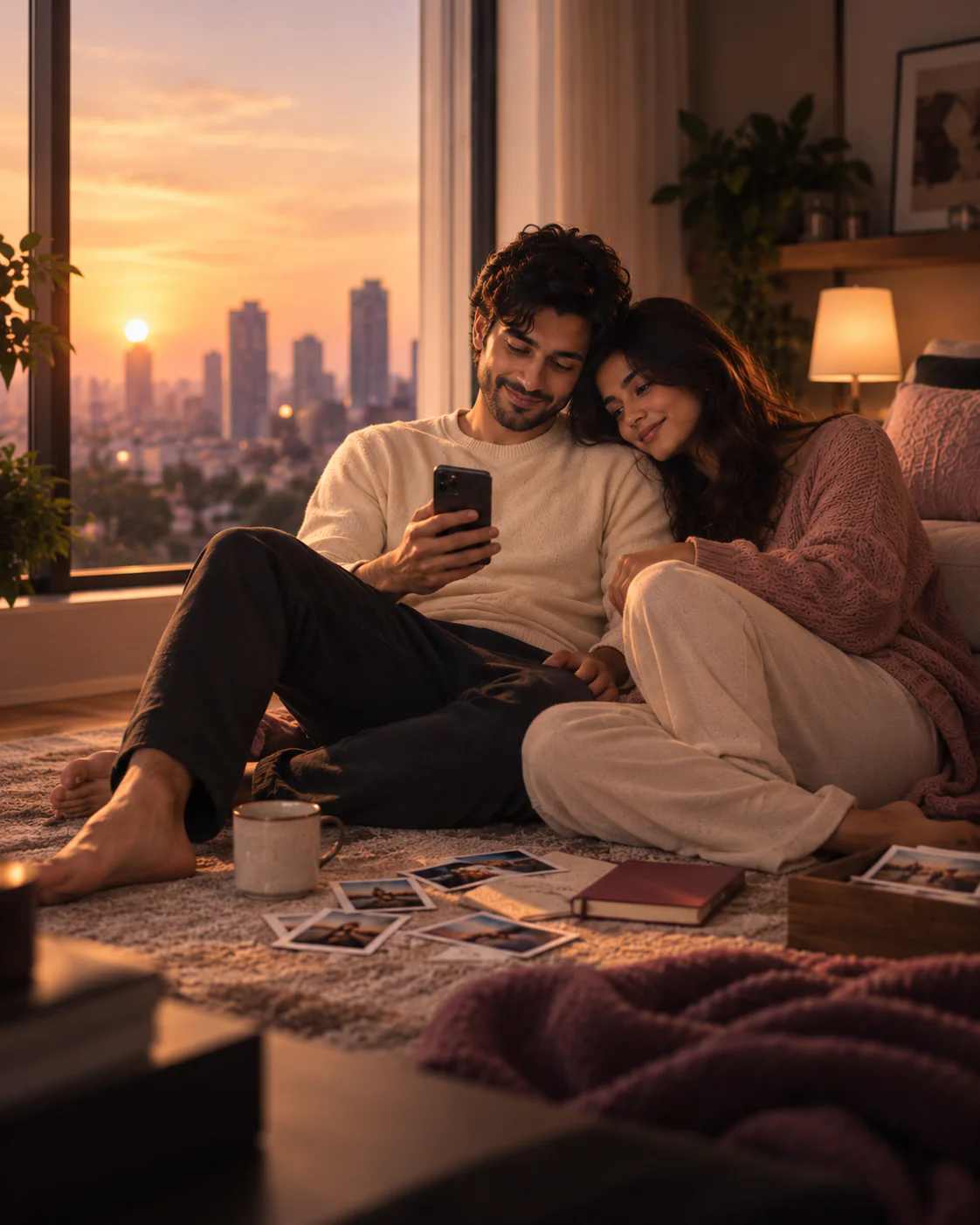 Two people in a quiet living room